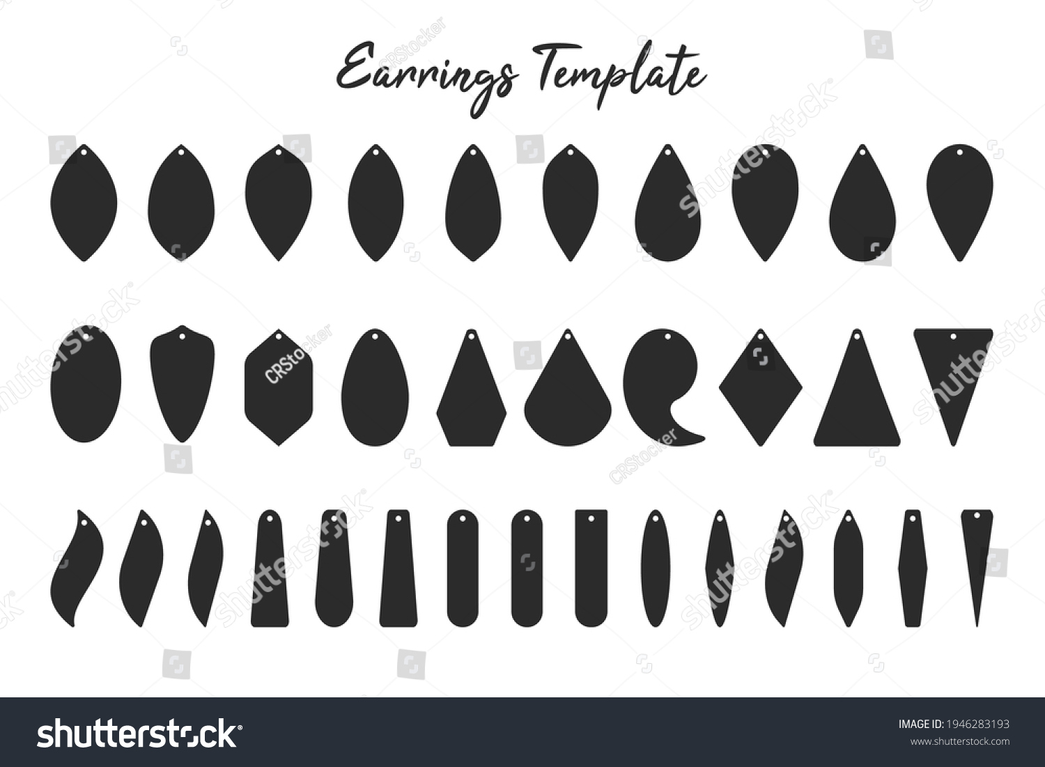 Earring Shape Template Black Shadow Earrings Stock Vector (Royalty intended for Free Printable Earring Template