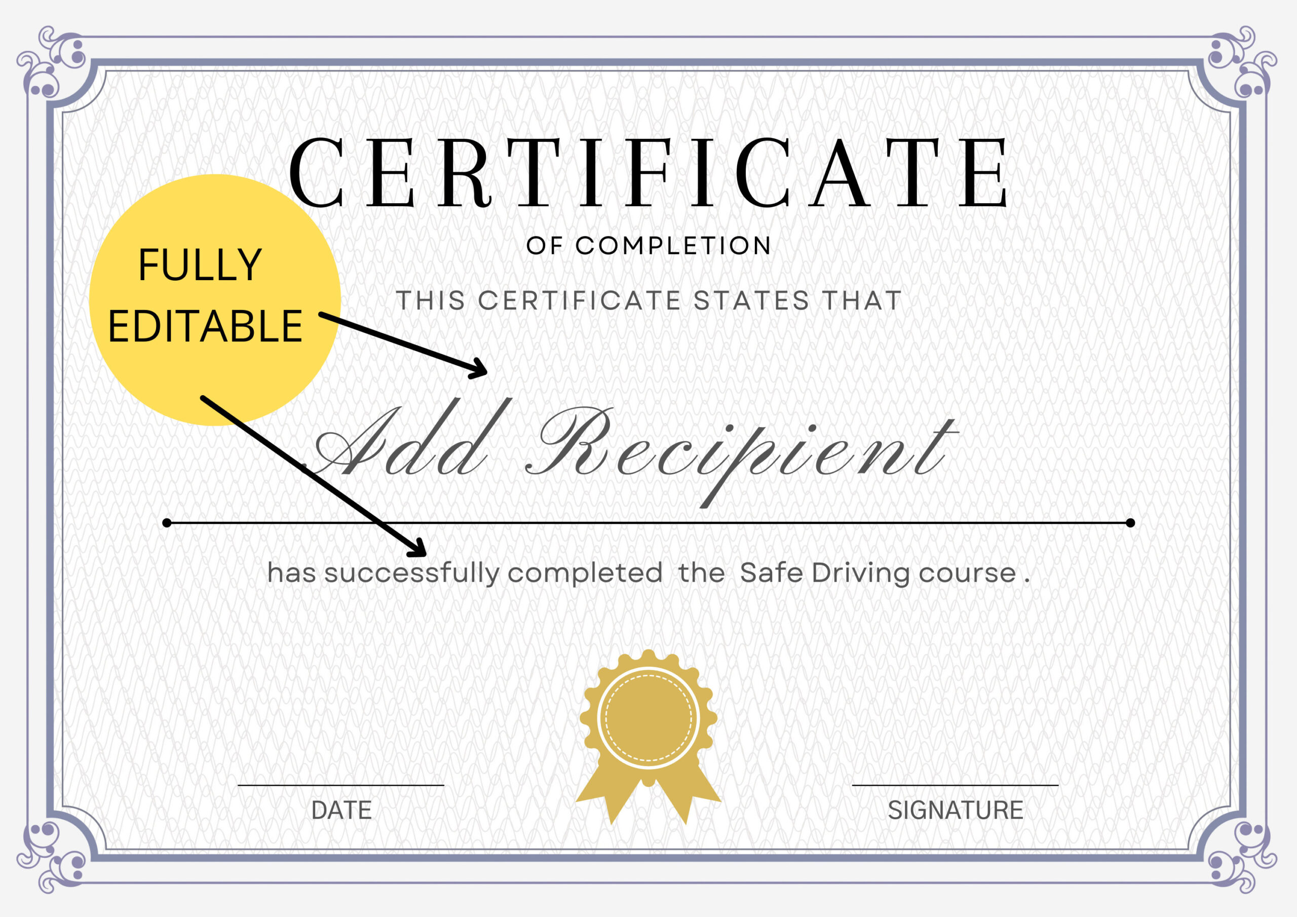 Editable Certificate Of Completion, Training Certificate Template within Printable Defensive Driving Certificate Template