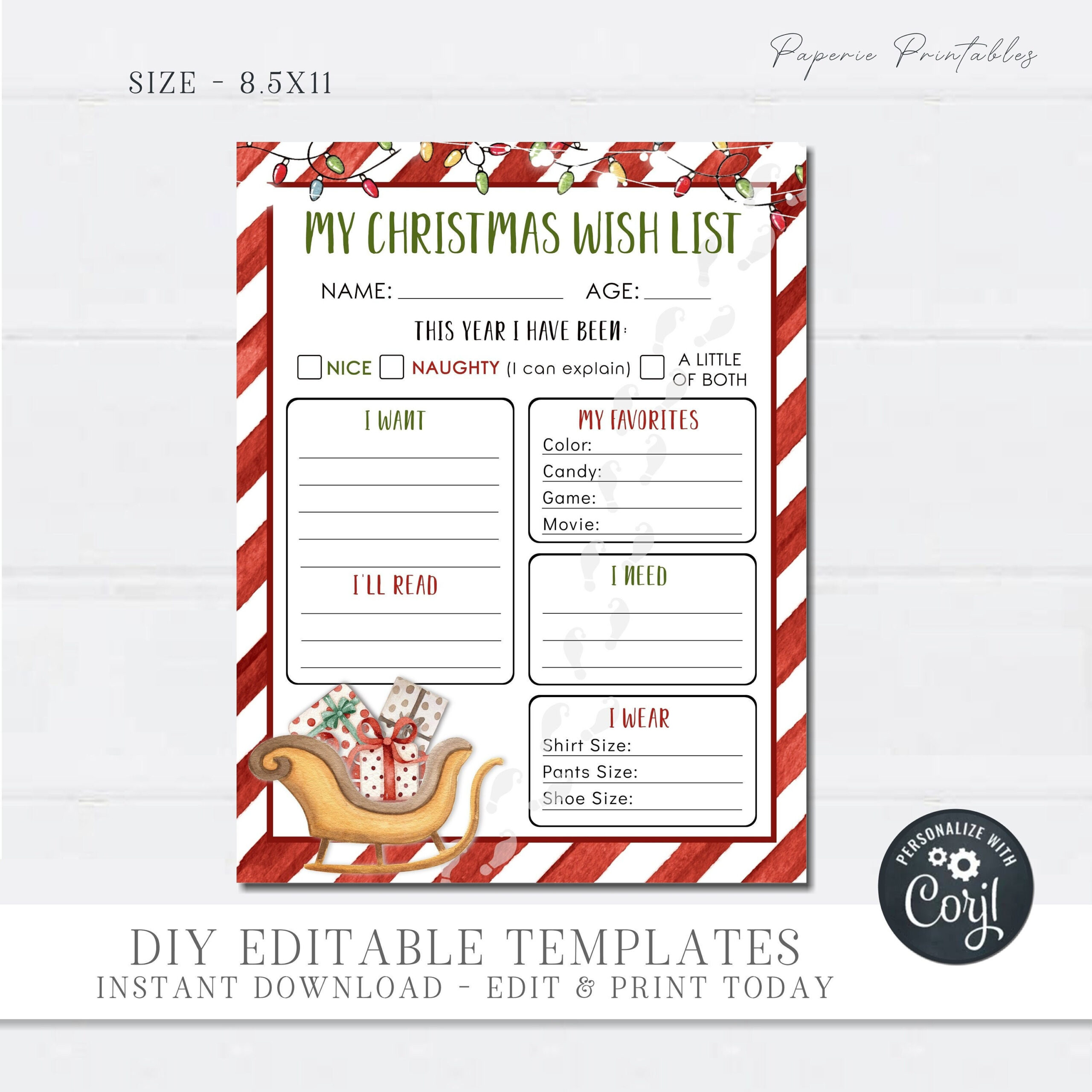 Editable Christmas Wish List For Kids Christmas Wish List Template pertaining to Printable Christmas Wish List Template