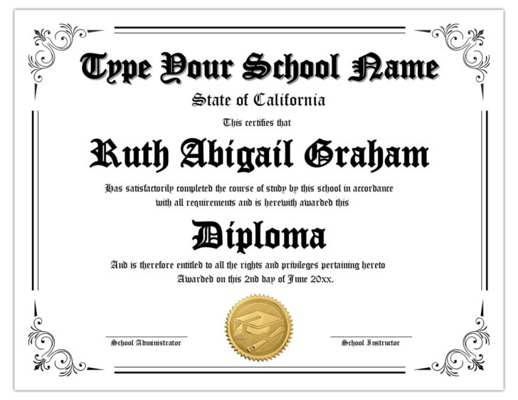 Free Printable High School Diploma Template with Seal