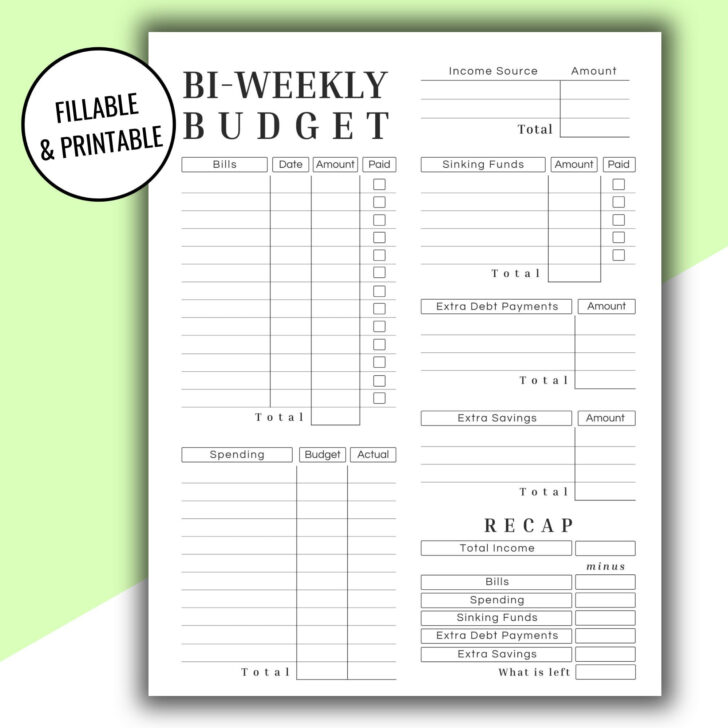 Free Printable Bi Weekly Budget Template