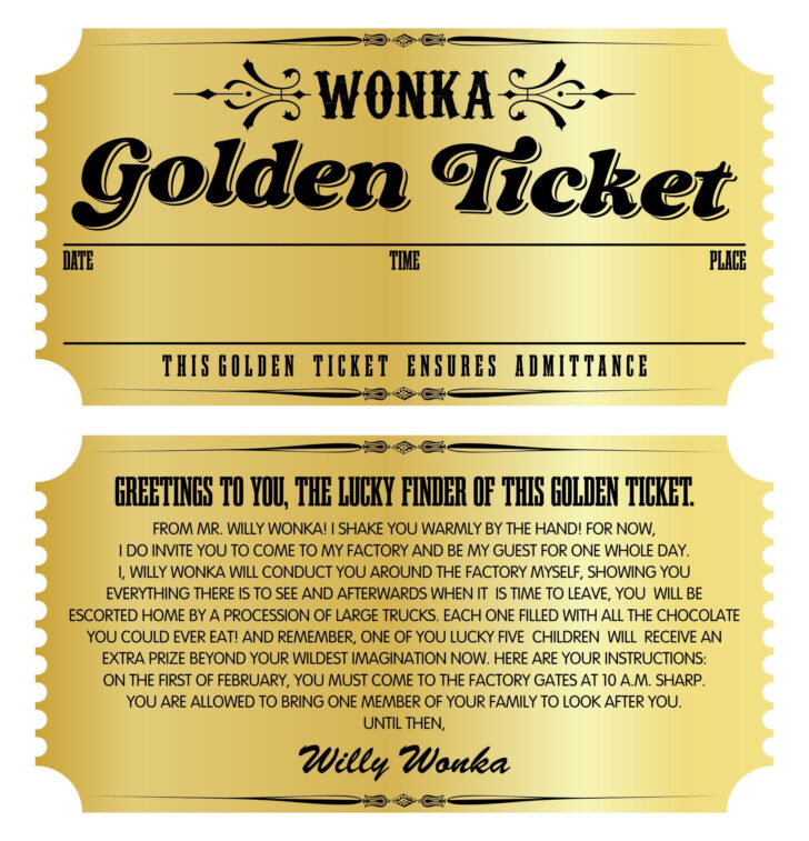 Free Printable Wonka Golden Ticket Template