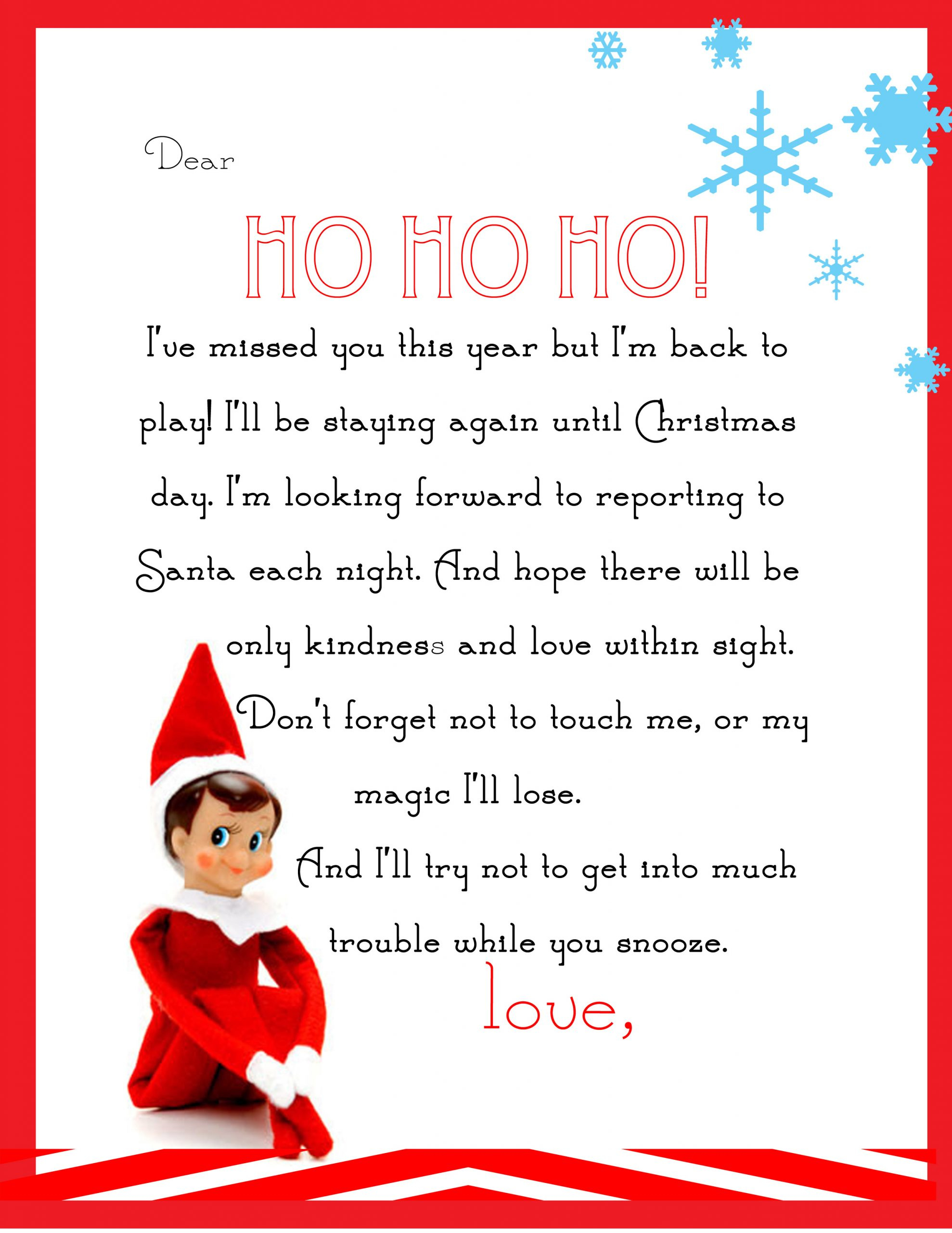 Elf On The Shelf Letter {Free Printable} inside Free Printable Elf On Shelf Letter Template