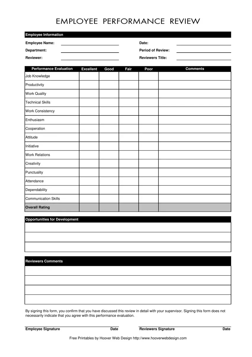 Employee Evaluation Form ≡ Fill Out Printable Pdf with Printable Employee Review Template