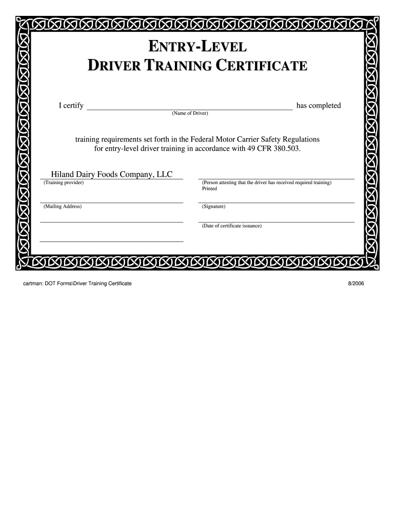 Entry Level Driver Training Certificate Pdf - Fill Online with regard to Printable Defensive Driving Certificate Template