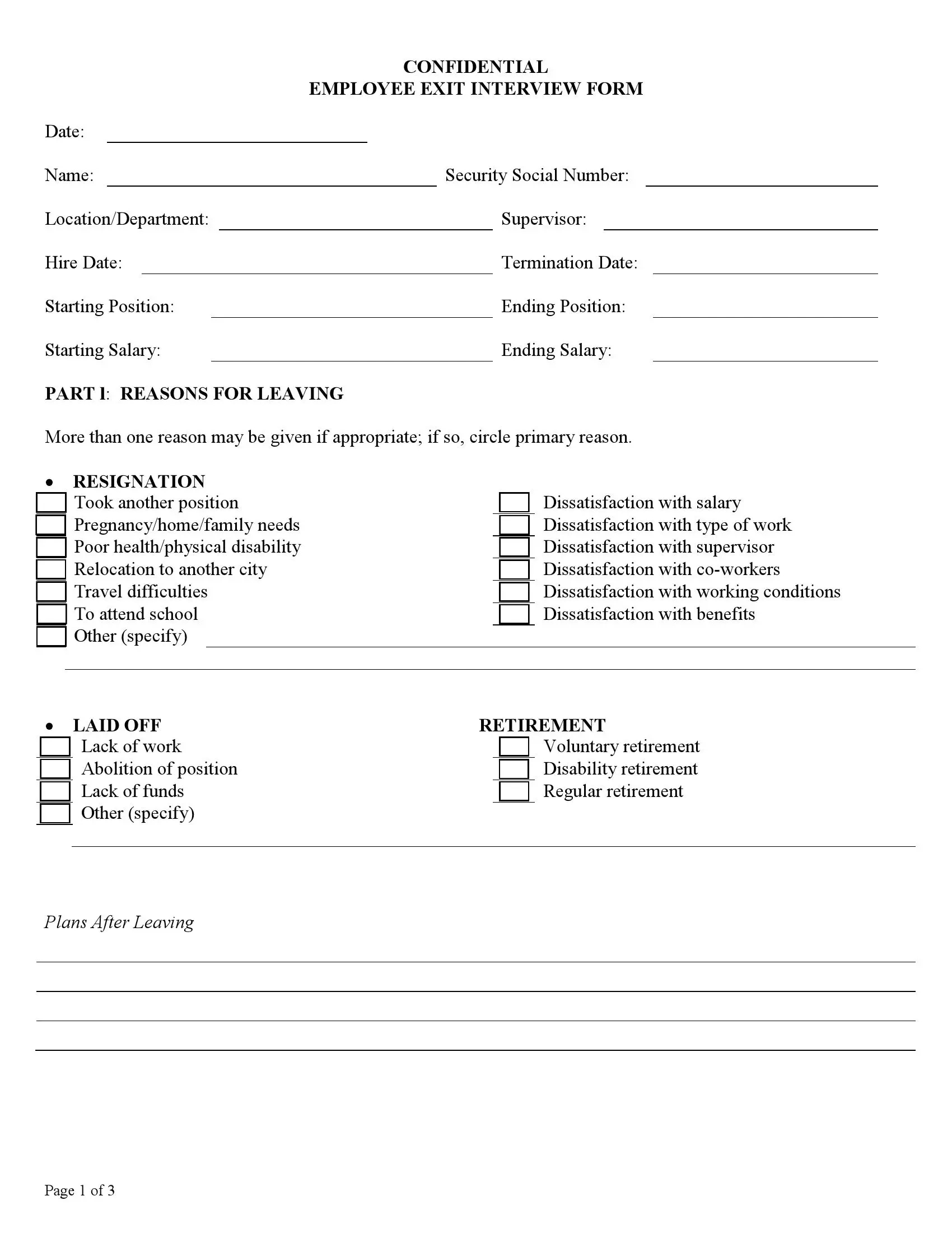 Exit Interview Template (Employee Questionnaire) | Formspal in Printable Exit Interview Template