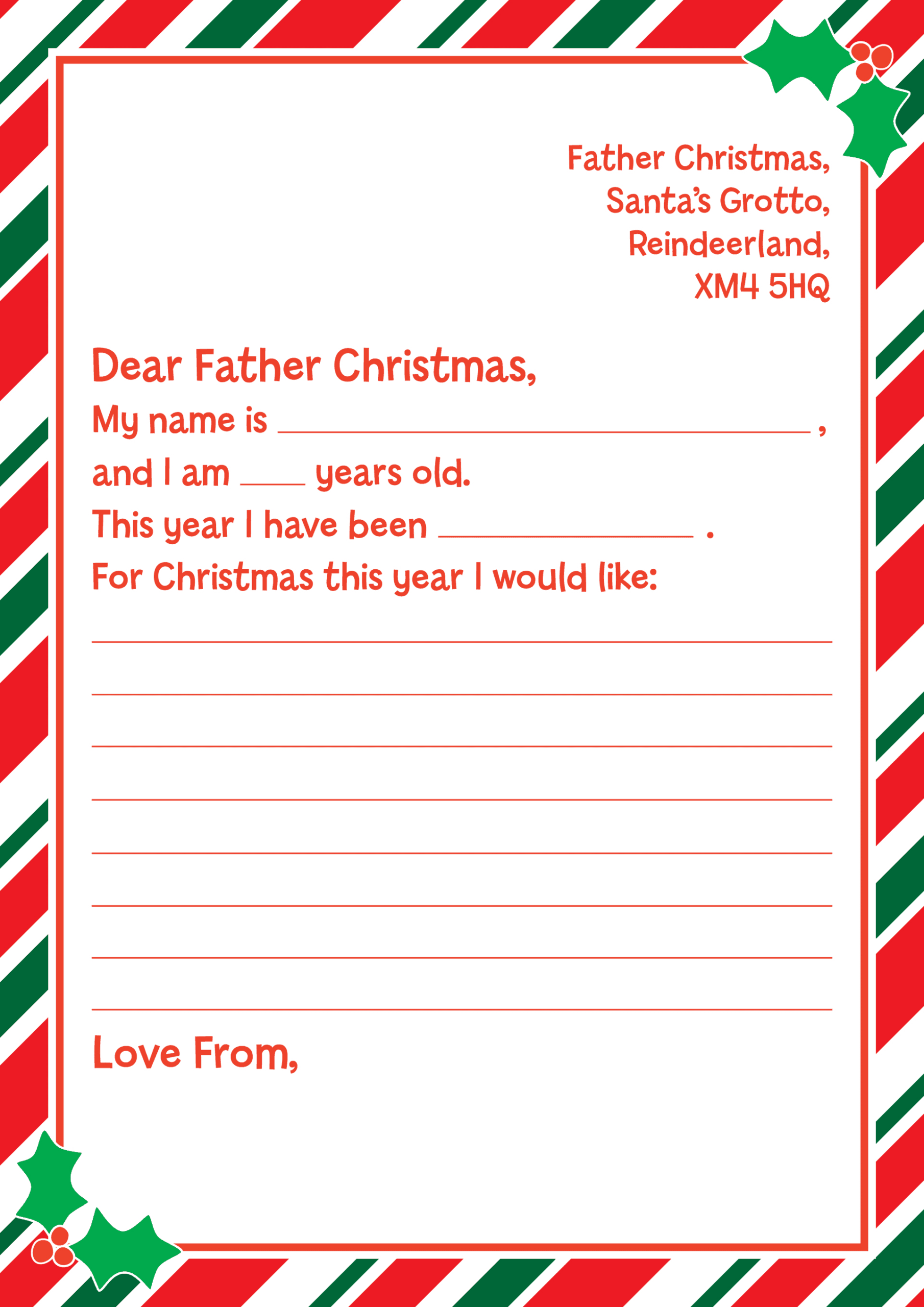 Father Christmas Letter Template - Pawprint Family in Father Christmas Letter Template Printable