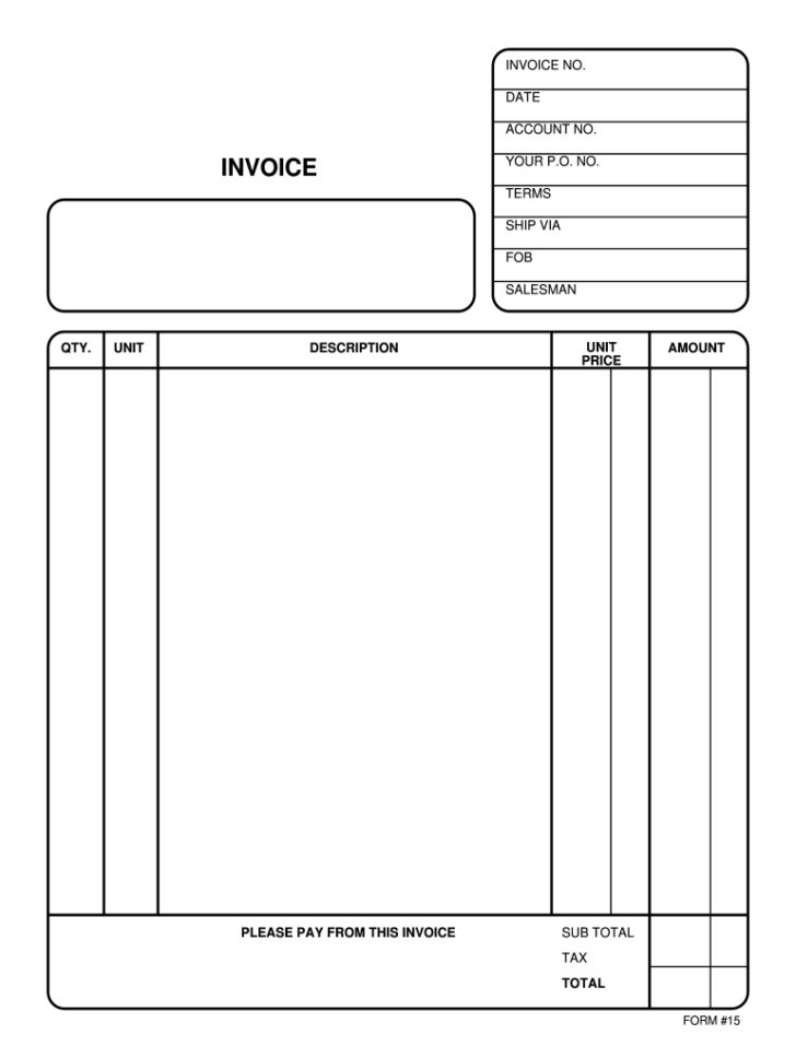 Blank Invoice Template Printable