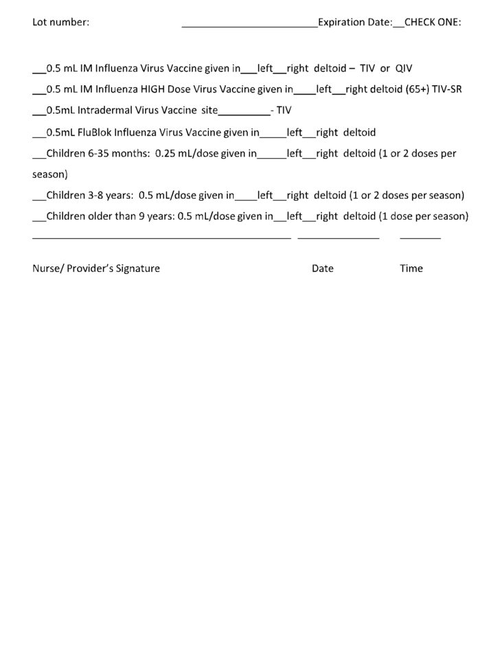 Printable Flu Vaccine Consent Form Template