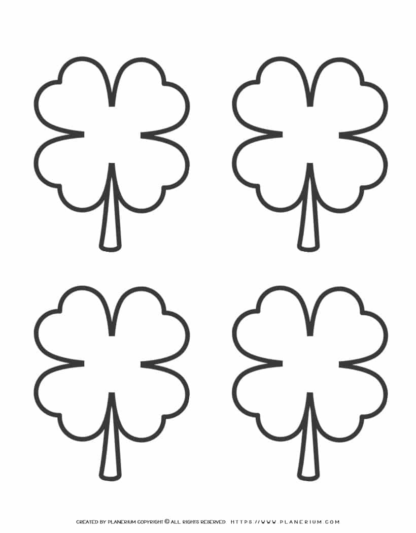 Four Shamrock Template - Four Leaves | Planerium for Four Leaf Clover Template Printable