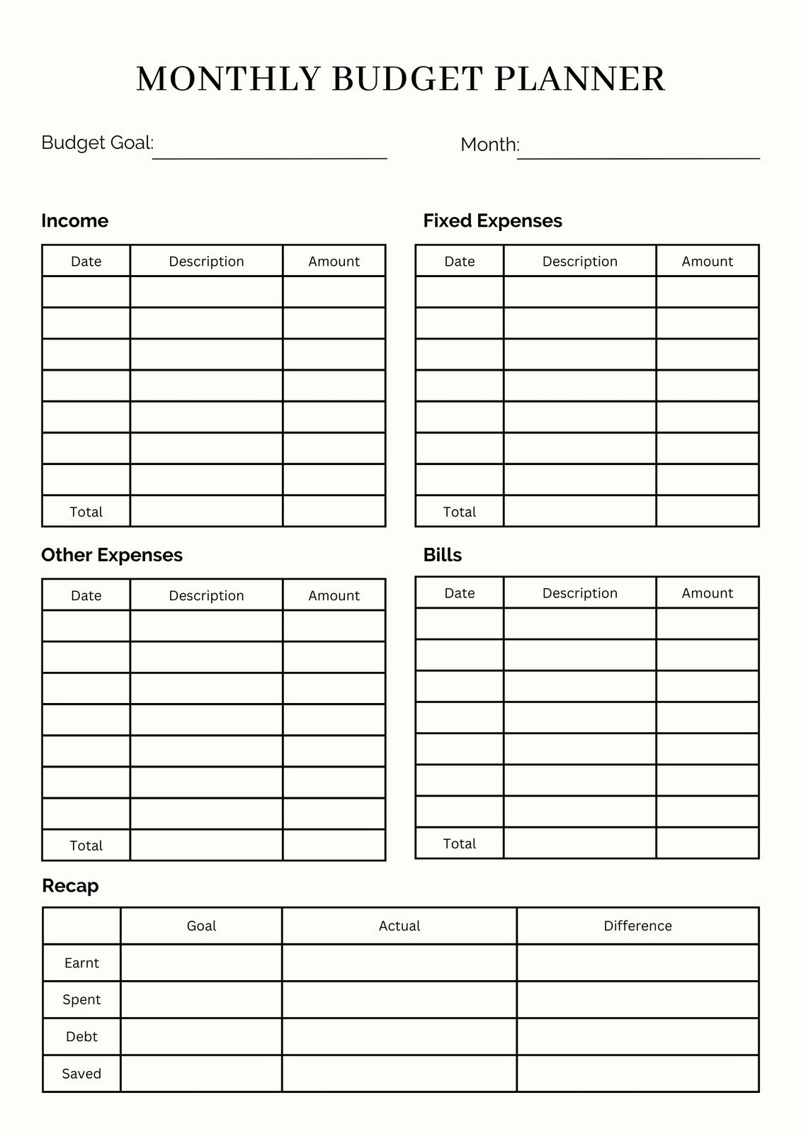 Free And Customizable Budget Templates for Budget Templates Free Printable