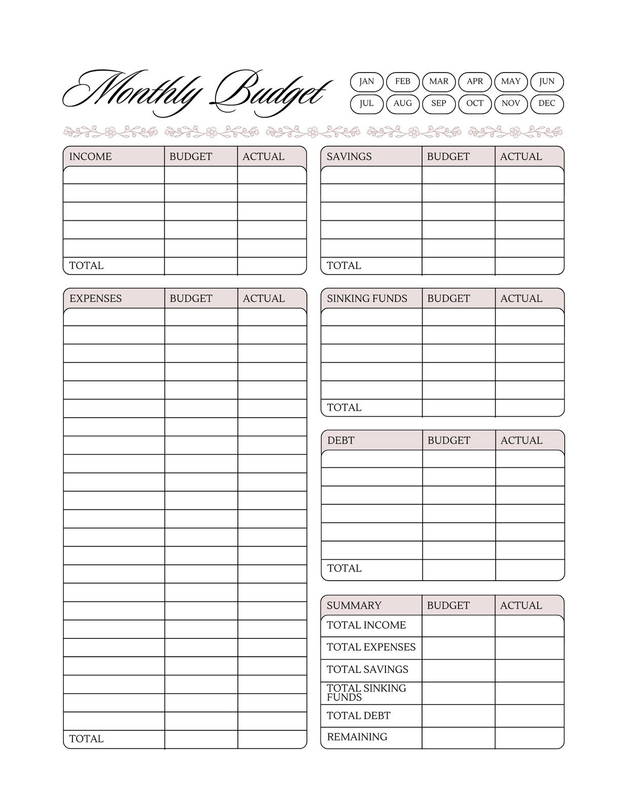 Free And Customizable Budget Templates in Free Personal Budget Template Printable