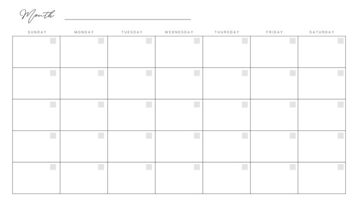 Blank Calendar Template Printable Free