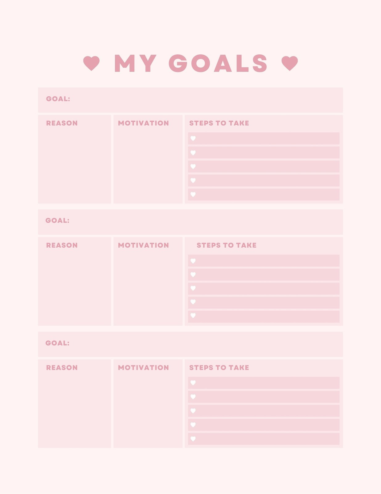 Free And Customizable Goals Templates intended for Cute Printable Goal Template