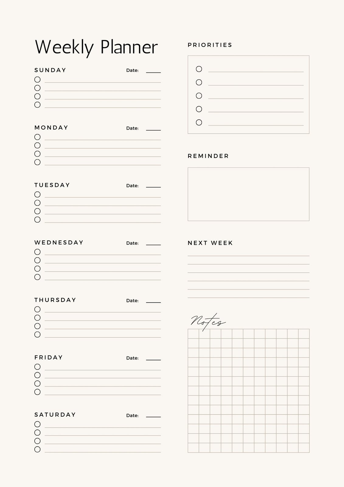 Free And Customizable Weekly Planner Templates | Canva regarding Free Weekly Planner Template Printable