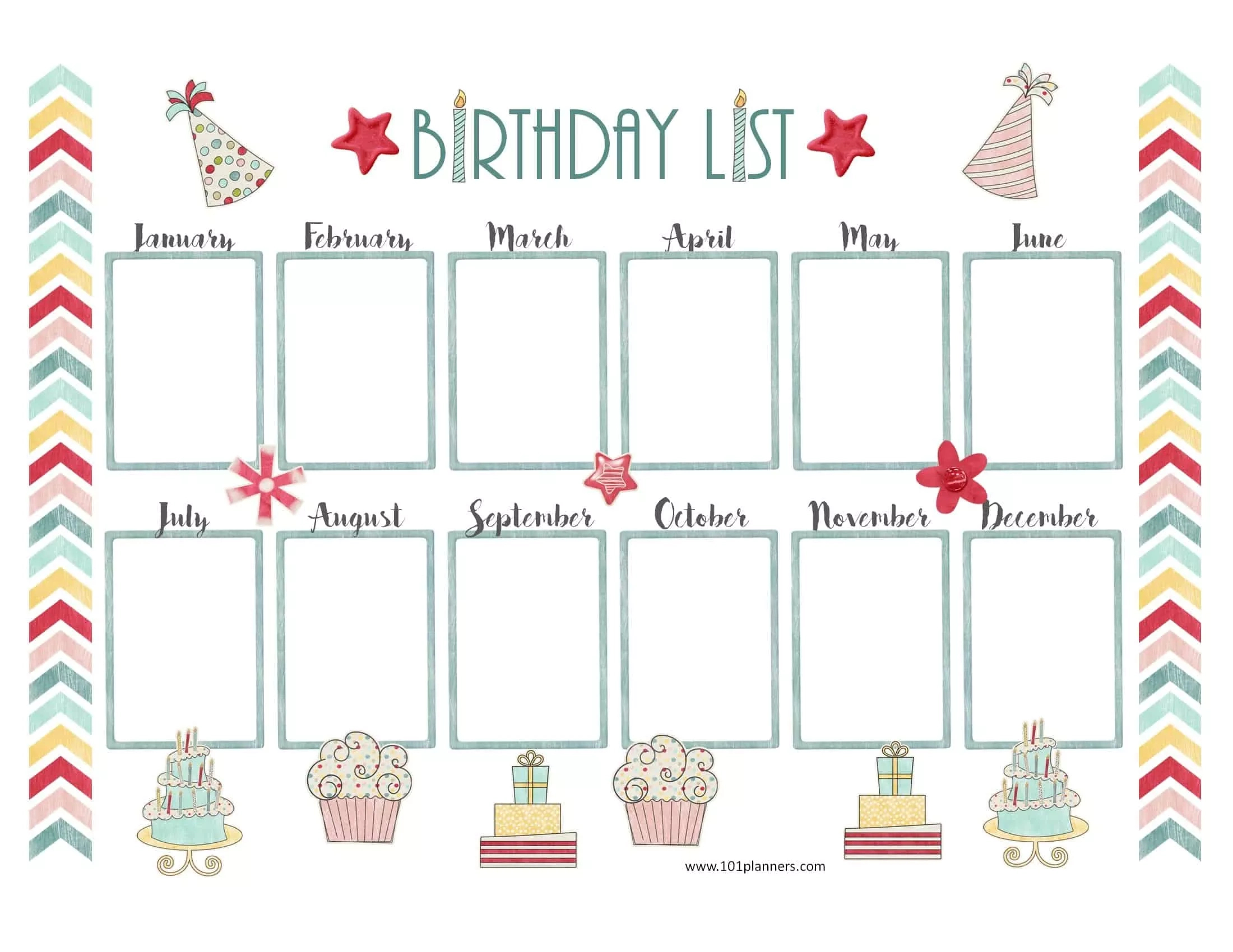 Free Birthday Calendar Template | Printable &amp;amp; Customizable intended for Printable Birthday Calendar Template