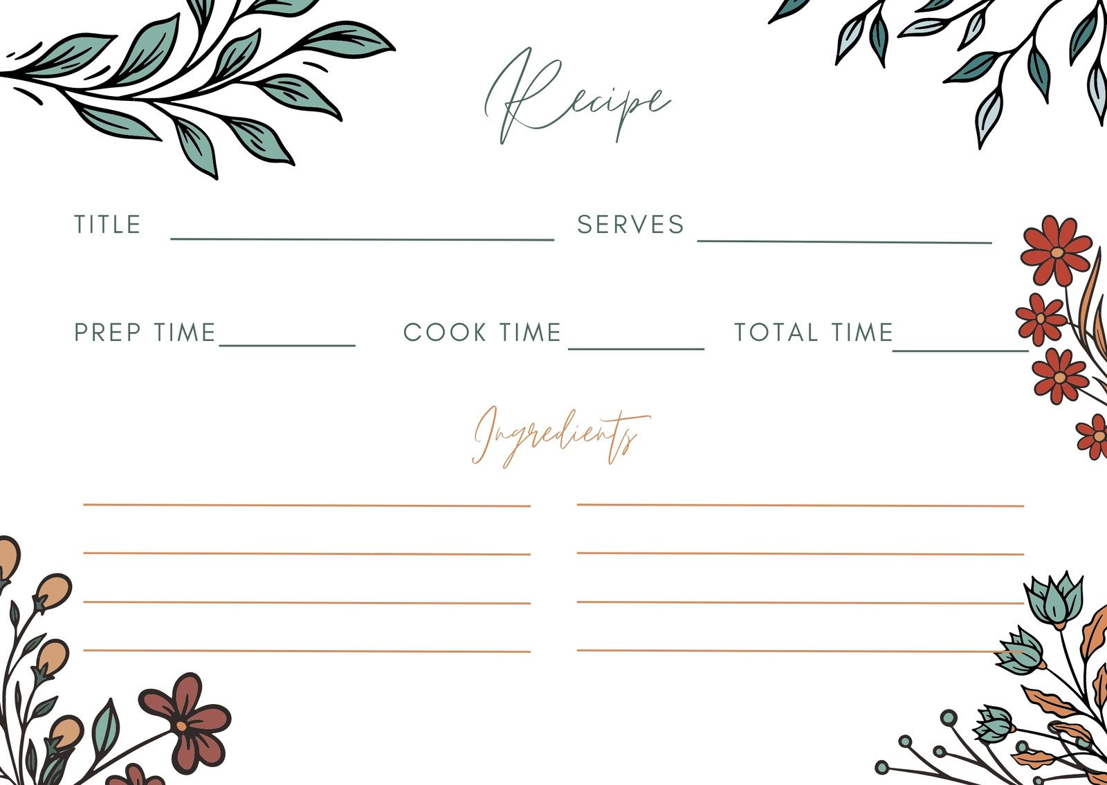 Free, Custom Printable Recipe Card Templates Online | Canva regarding Printable Recipe Card Template