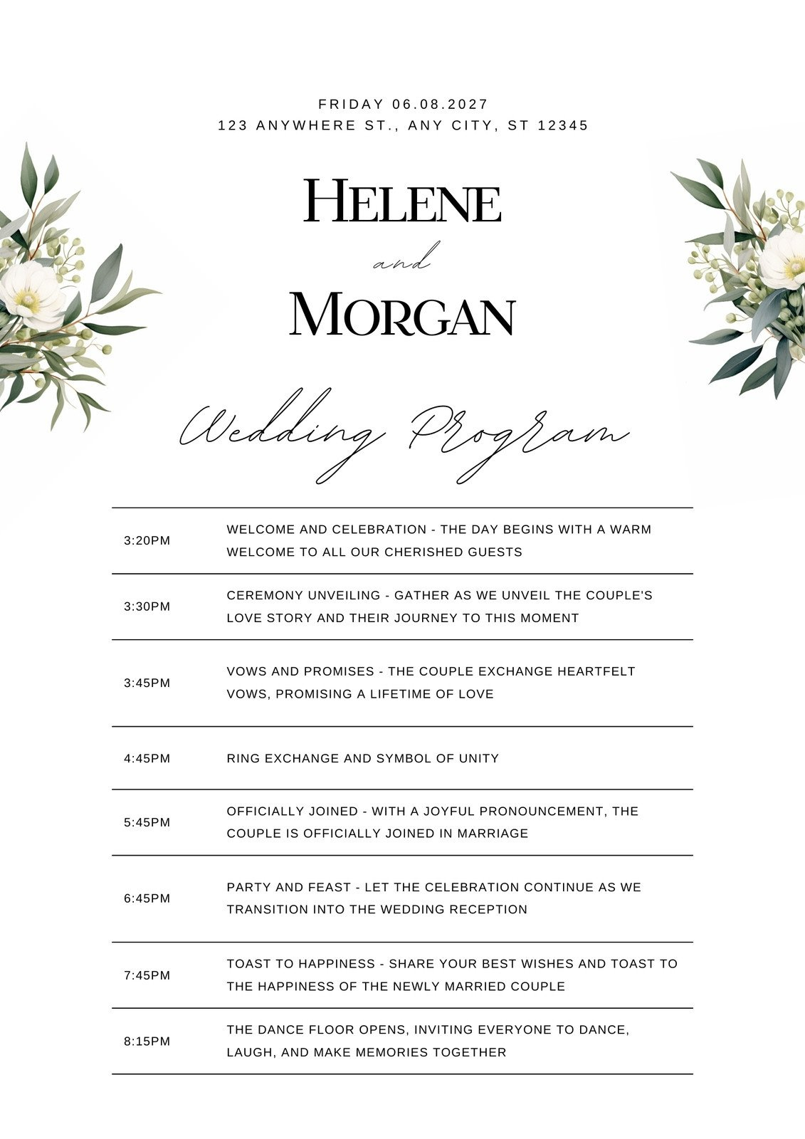 Free, Custom Printable Wedding Program Templates | Canva throughout Free Printable Wedding Program Templates