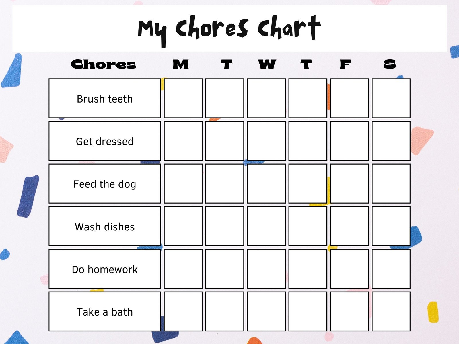 Free Customizable Chore Chart Templates To Print | Canva in Free Printable Chore List Template