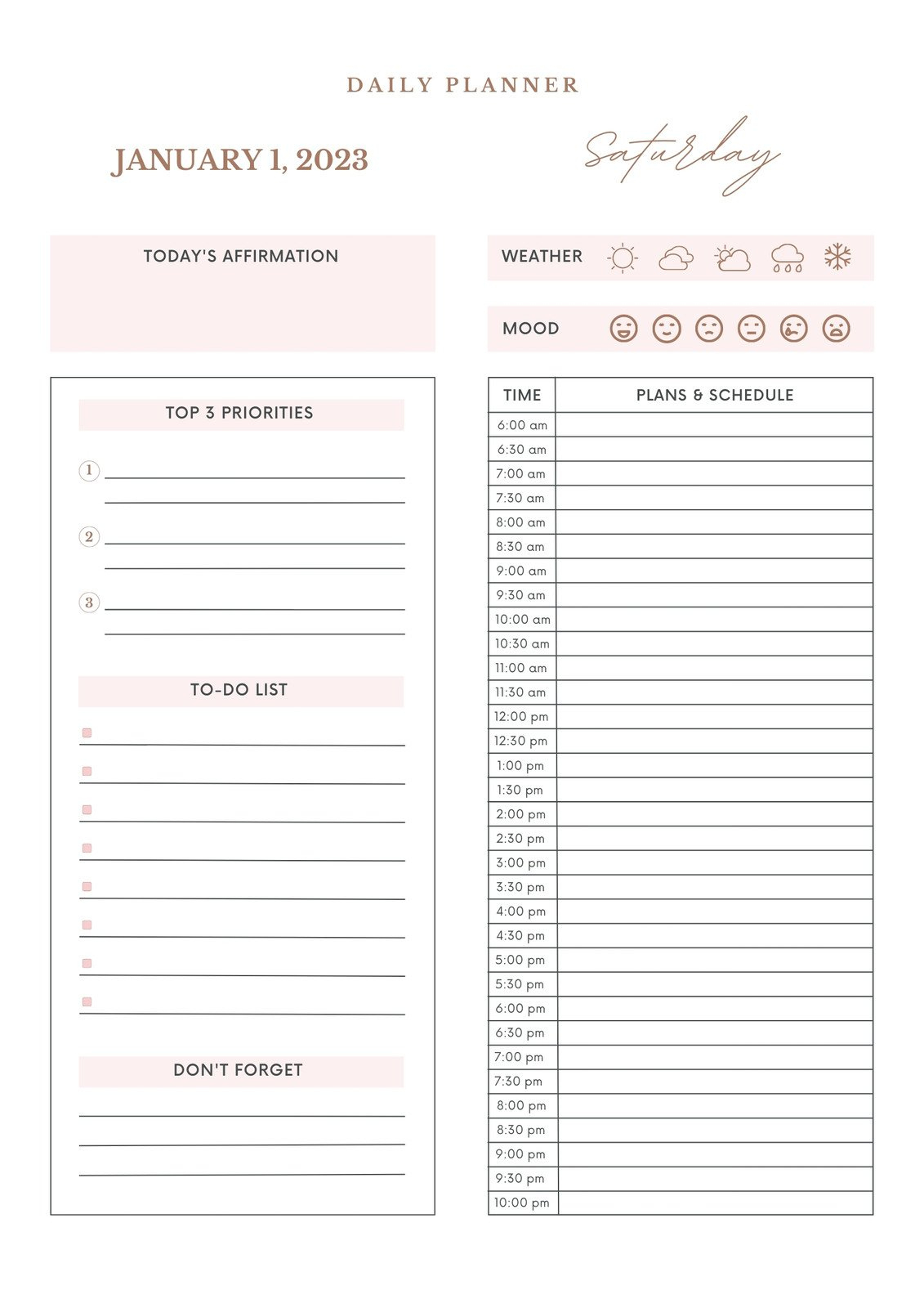 Free Daily Planner Templates To Customize | Canva in Printable Daily Planner Template