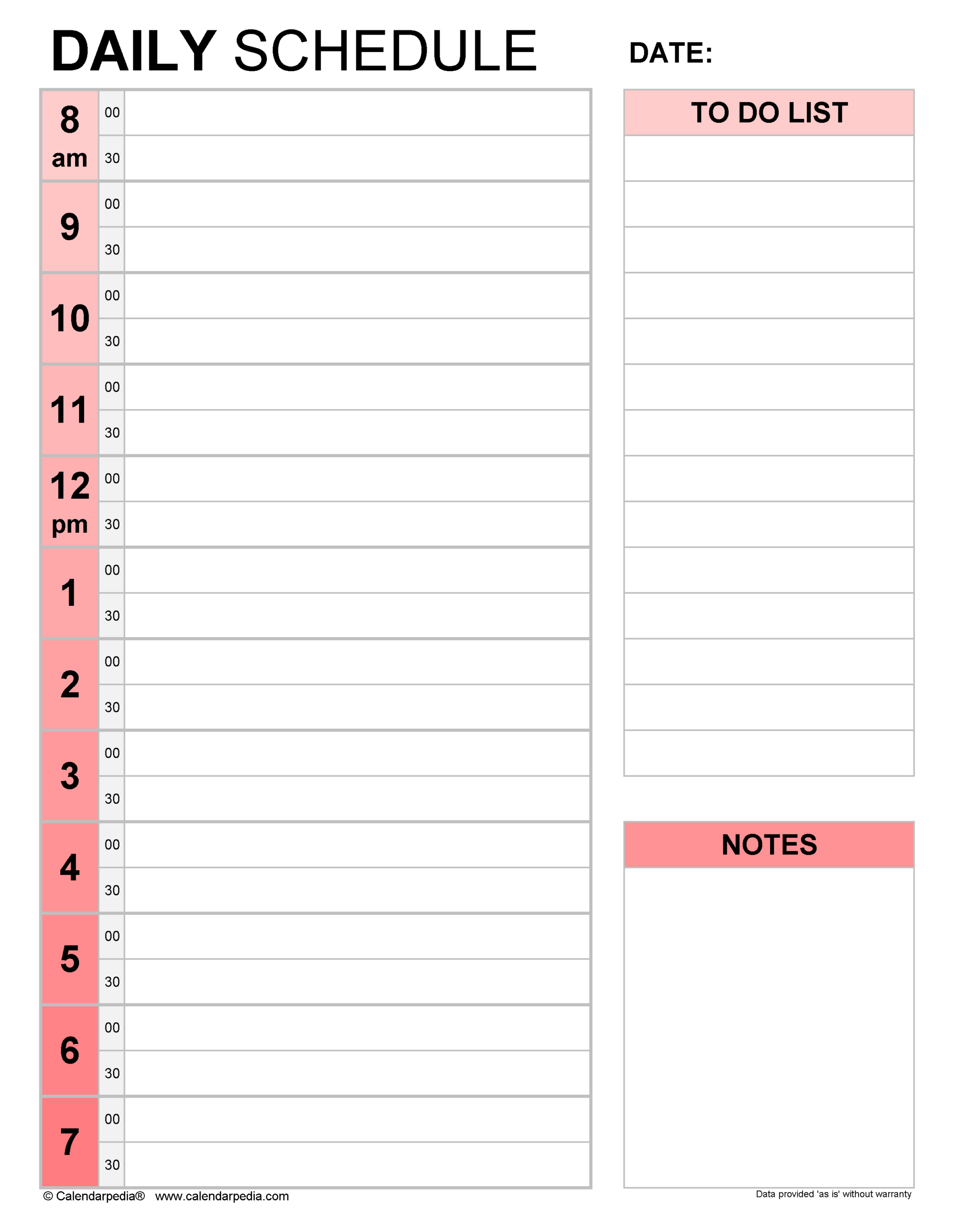 Free Daily Schedules In Pdf Format - 30+ Templates regarding Daily Schedule Template Printable