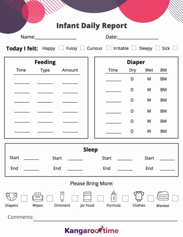 Free Printable Infant Daily Report Template