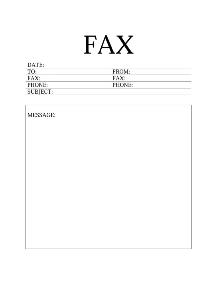 Printable Fax Cover Page Template