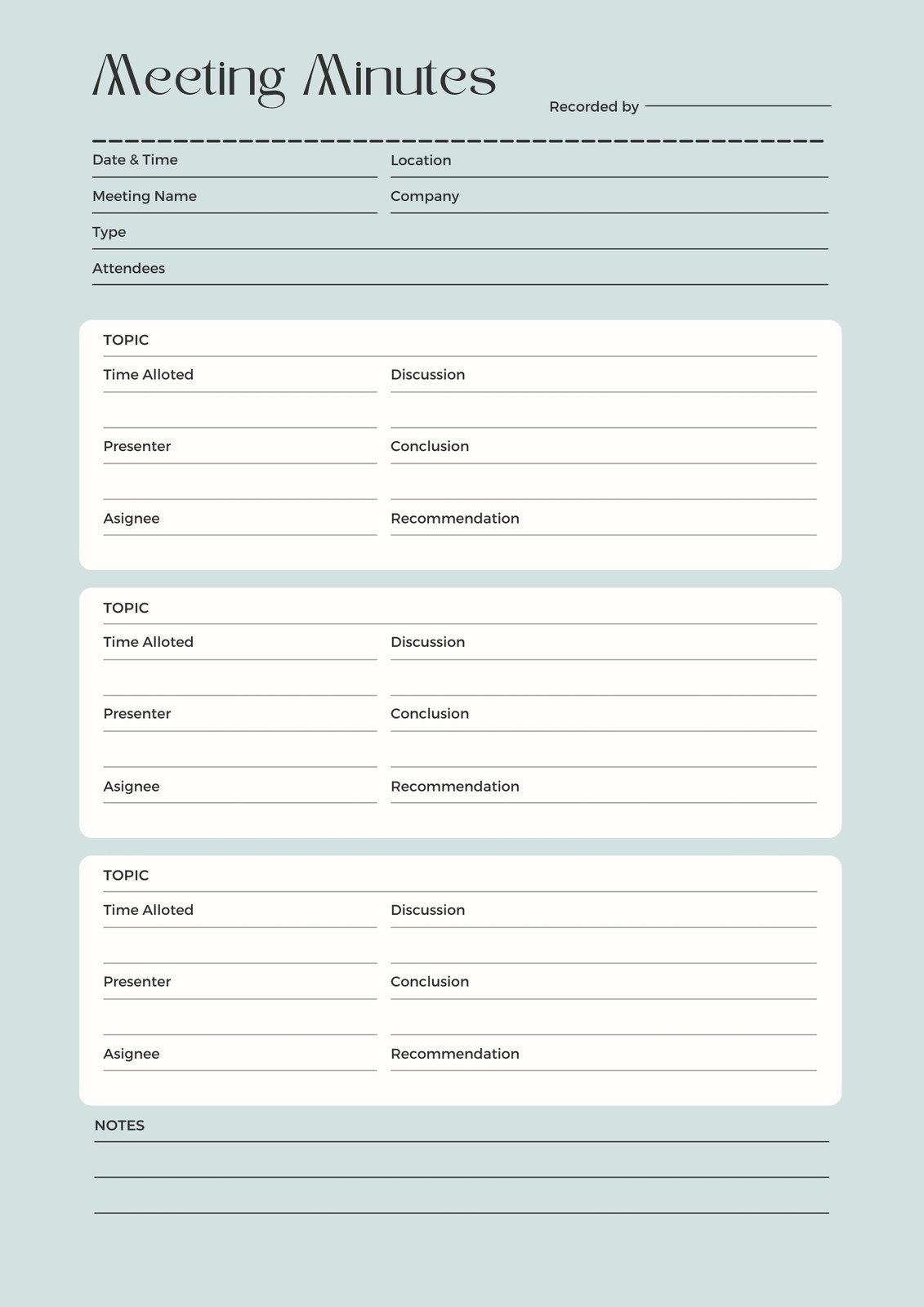 Free, Editable, Printable Meeting Minutes Templates | Canva with regard to Printable Meeting Notes Template