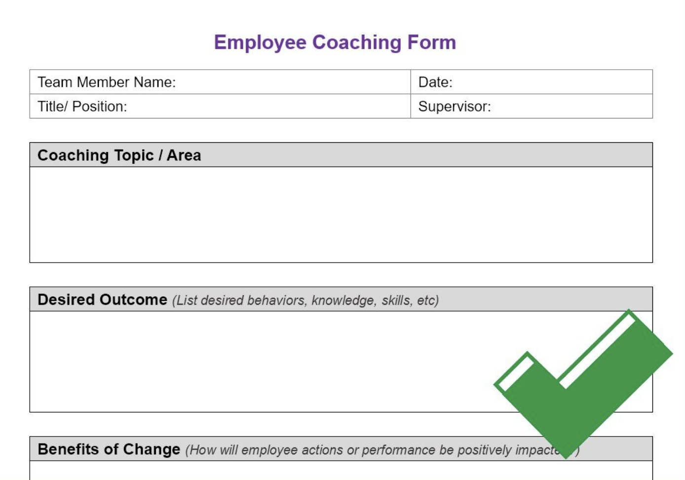 Free Employee Coaching Template: Improve Employee Performance pertaining to Printable Coaching Form Template