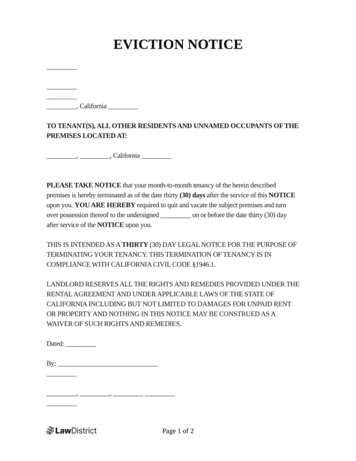 Free Printable Eviction Notice Template