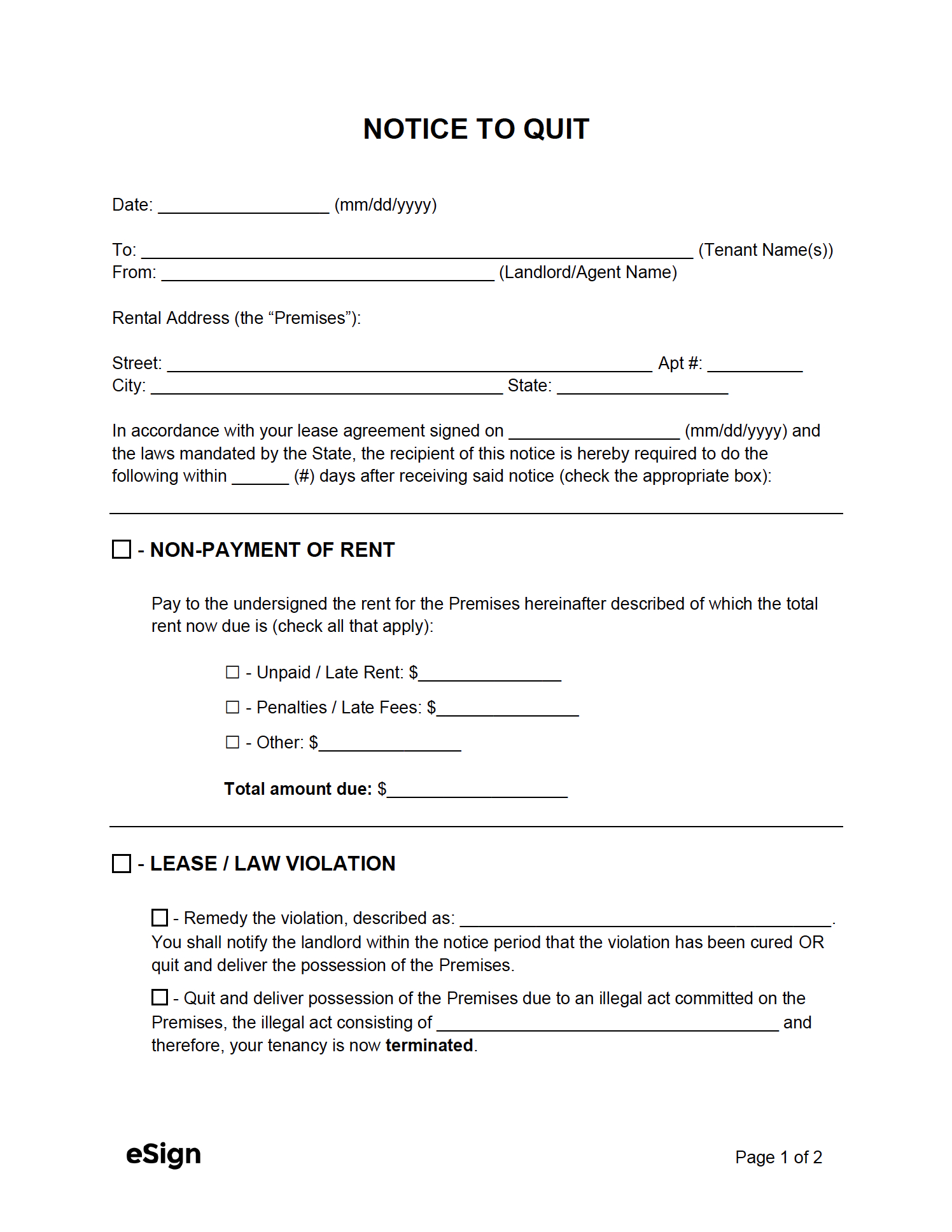 Free Eviction Notice Templates (4 Types) | Pdf | Word with Free Printable Eviction Notice Template