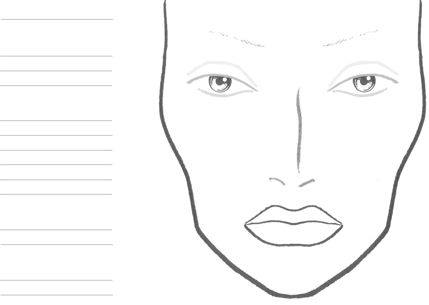 Free Face Chart - Pdf | 4253Kb | 1 Page(S) within Printable Makeup Face Template