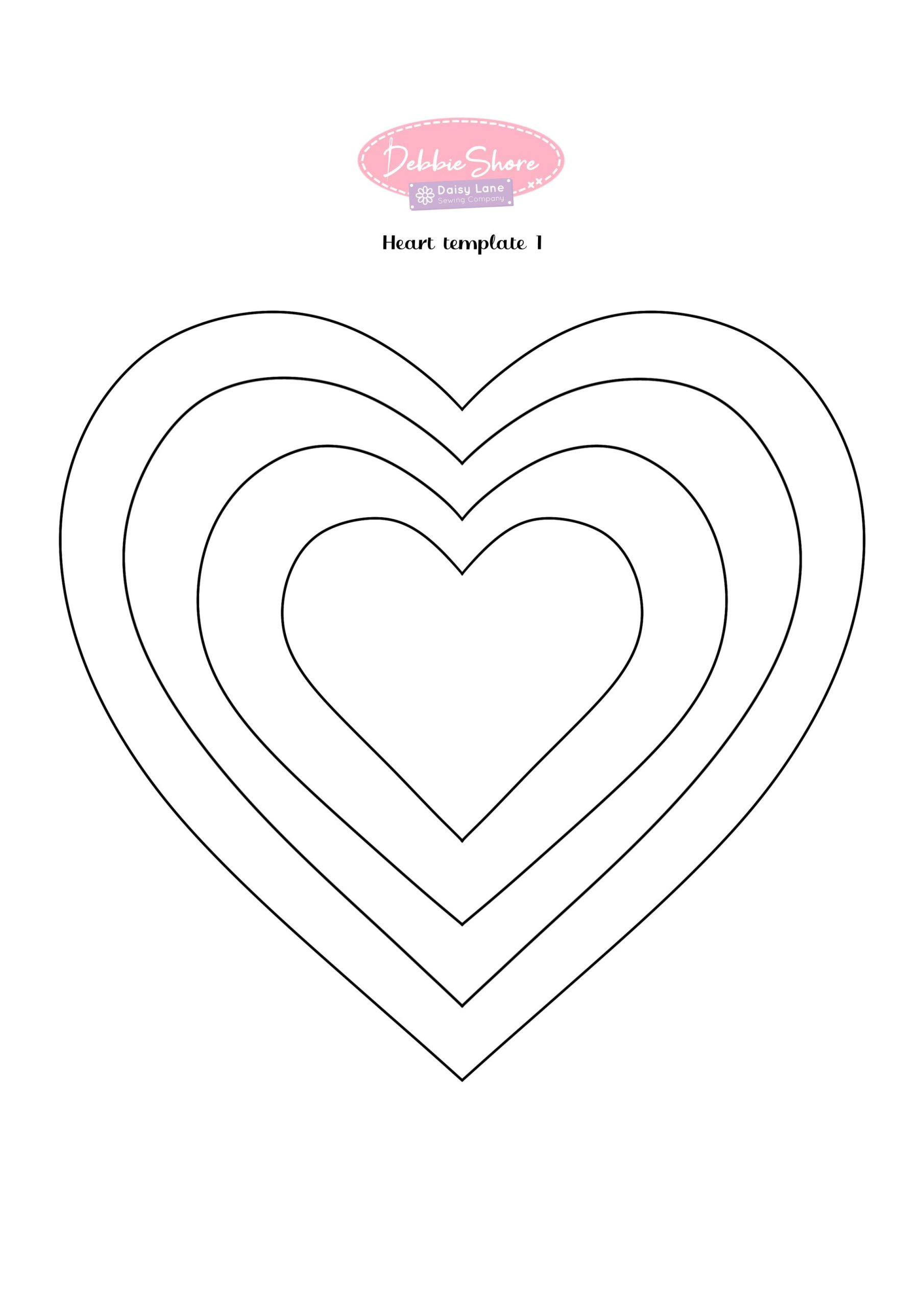 Free Heart Shape Template Download - 2 Styles – Debbie Shore Sewing in Heart Shape Template Printable