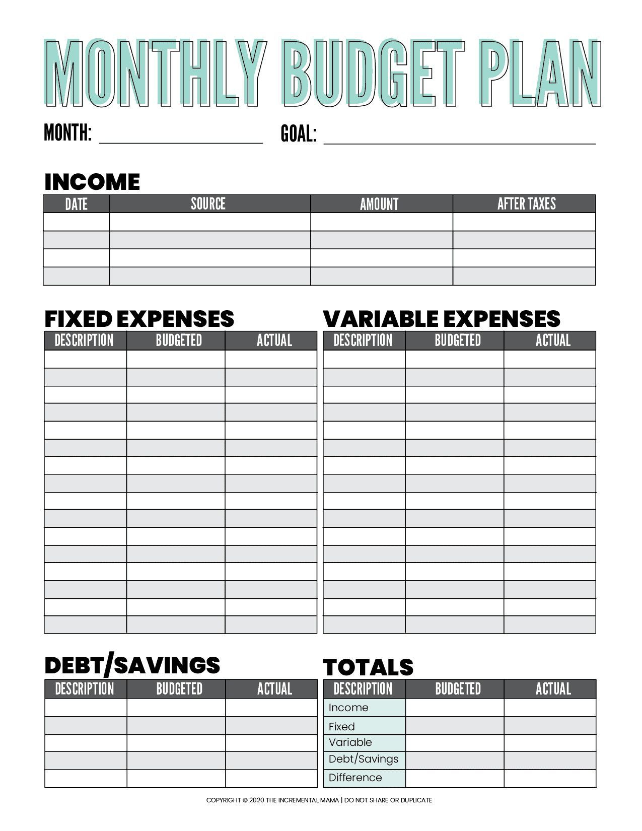 Free Monthly Budget Printable Template inside Free Budget Template Printable