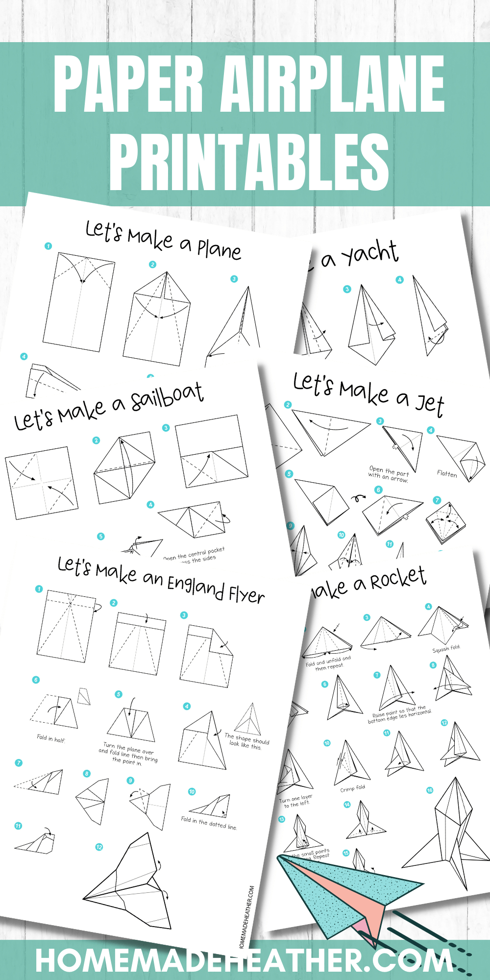 Free Paper Airplane Printables » Homemade Heather throughout Paper Airplane Design Printable Foldable Flight Templates