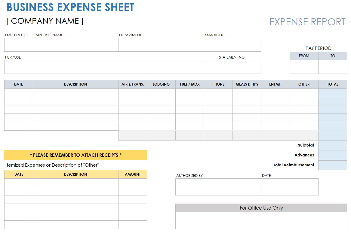 Free Pdf Expense Report Templates And Forms | Smartsheet in Printable Expense Report Template