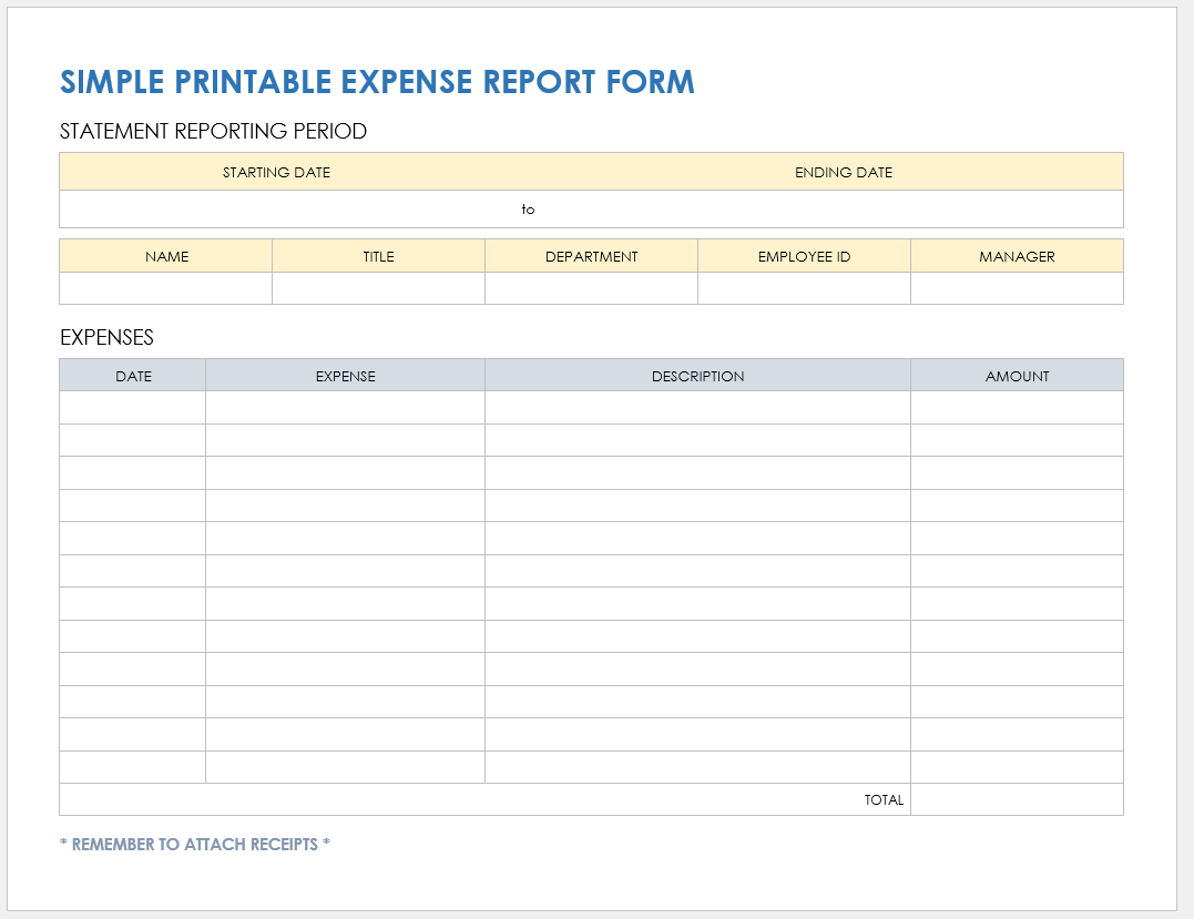 Free Pdf Expense Report Templates And Forms | Smartsheet within Printable Expense Report Template