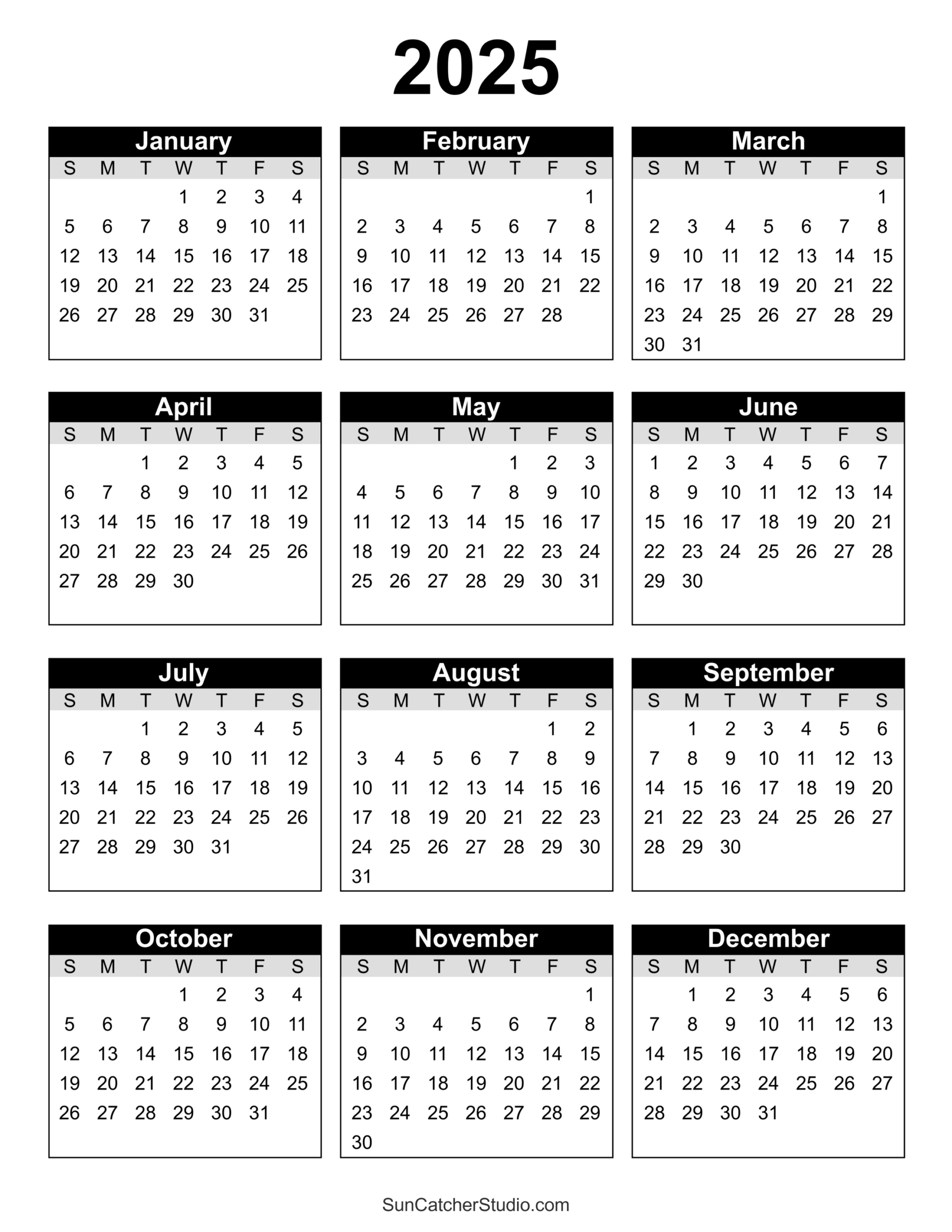 Free Printable 2025 Yearly Calendar – Diy Projects, Patterns for Calendar Template 2025 Printable