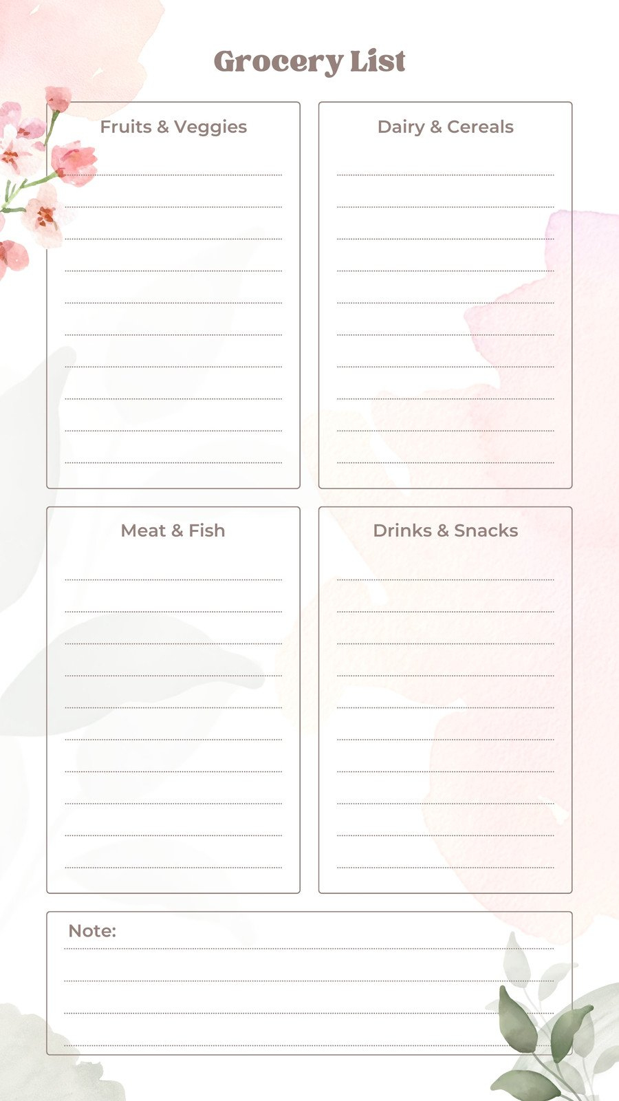 Free Printable And Customizable Grocery List Templates | Canva for Printable Grocery List Template