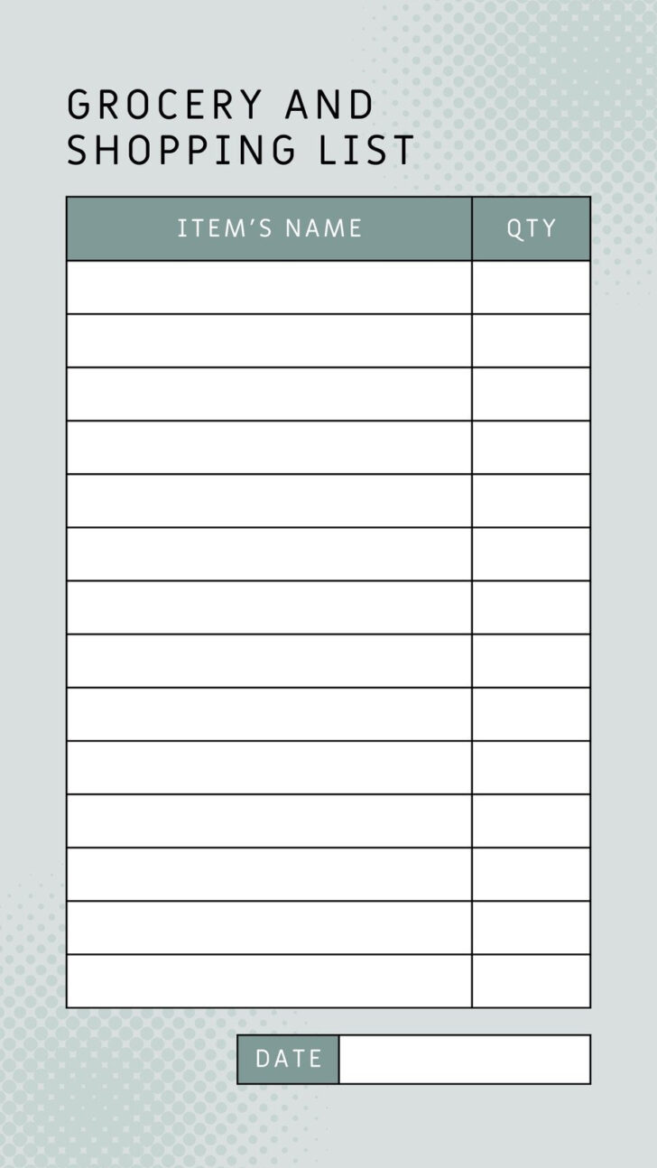 Shopping List Template Printable