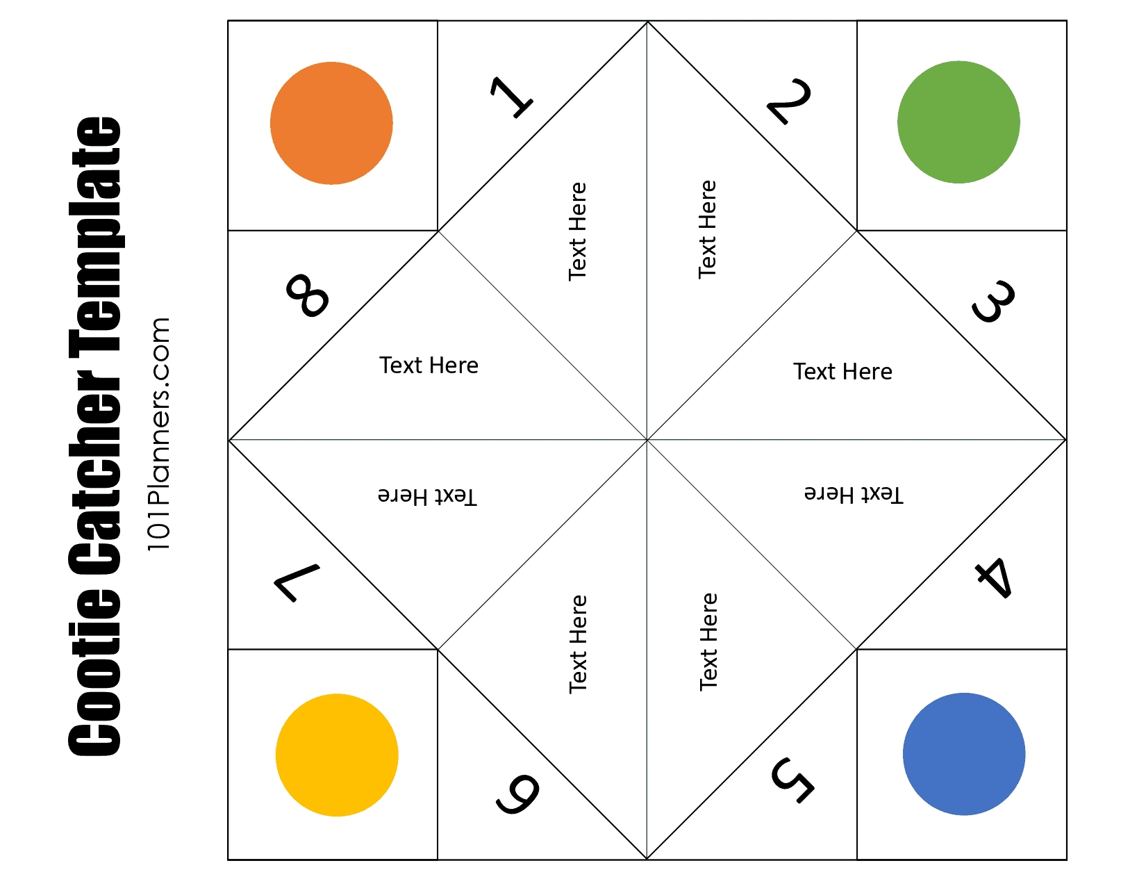 Free Printable And Typeable Cootie Catcher Template intended for Free Printable Cootie Catcher Template