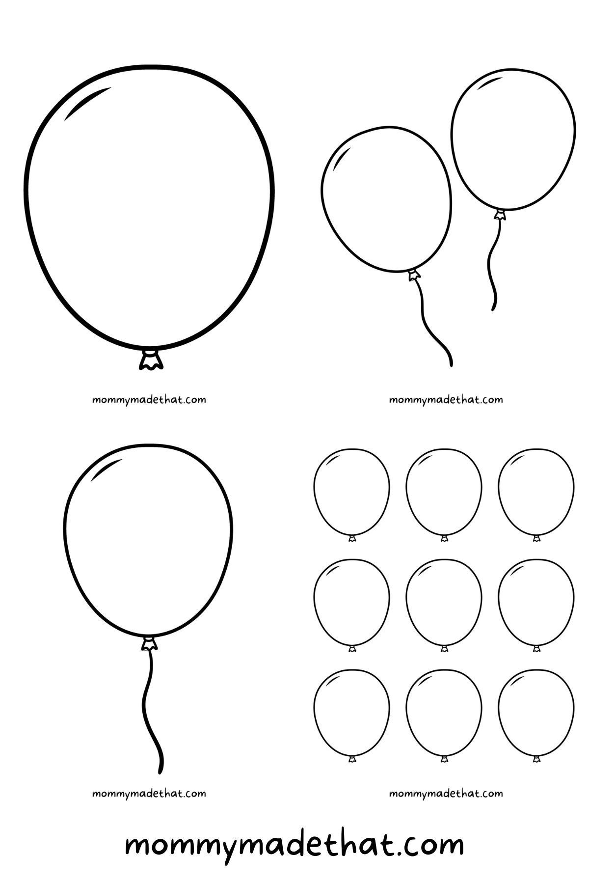 Free Printable Balloon Templates (Different Sizes!!) within Free Printable Balloon Template