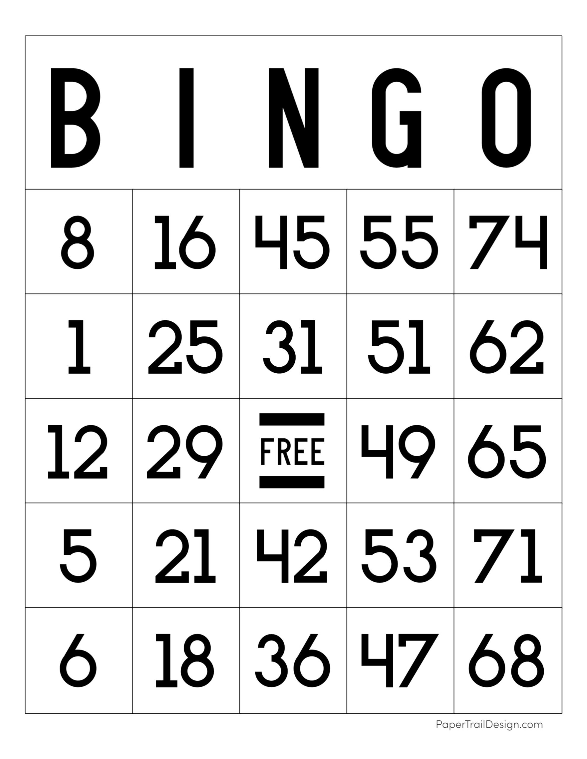 Free Printable Bingo Cards - Paper Trail Design for Free Printable Bingo Template