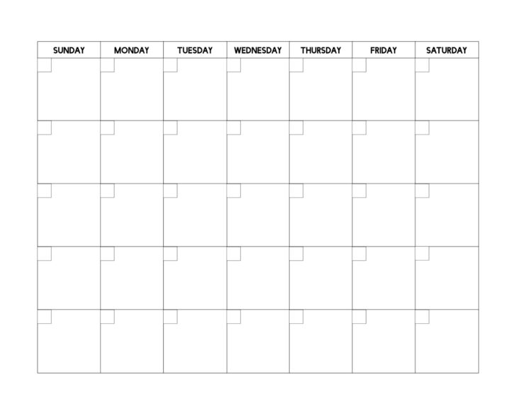 Blank Calendar Printable Template