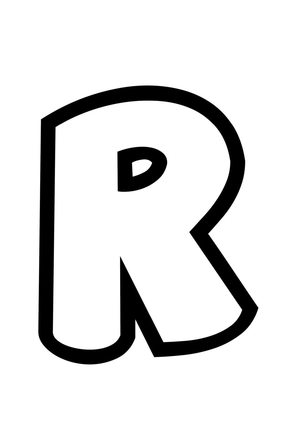 Free Printable Bubble Letter Stencils: Bubble Letter R Stencil for Letter R Printable Template