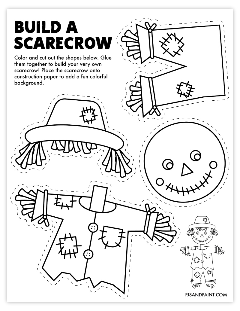 Free Printable Build A Scarecrow Craft For Kids - Pjs And Paint intended for Printable Scarecrow Craft Template