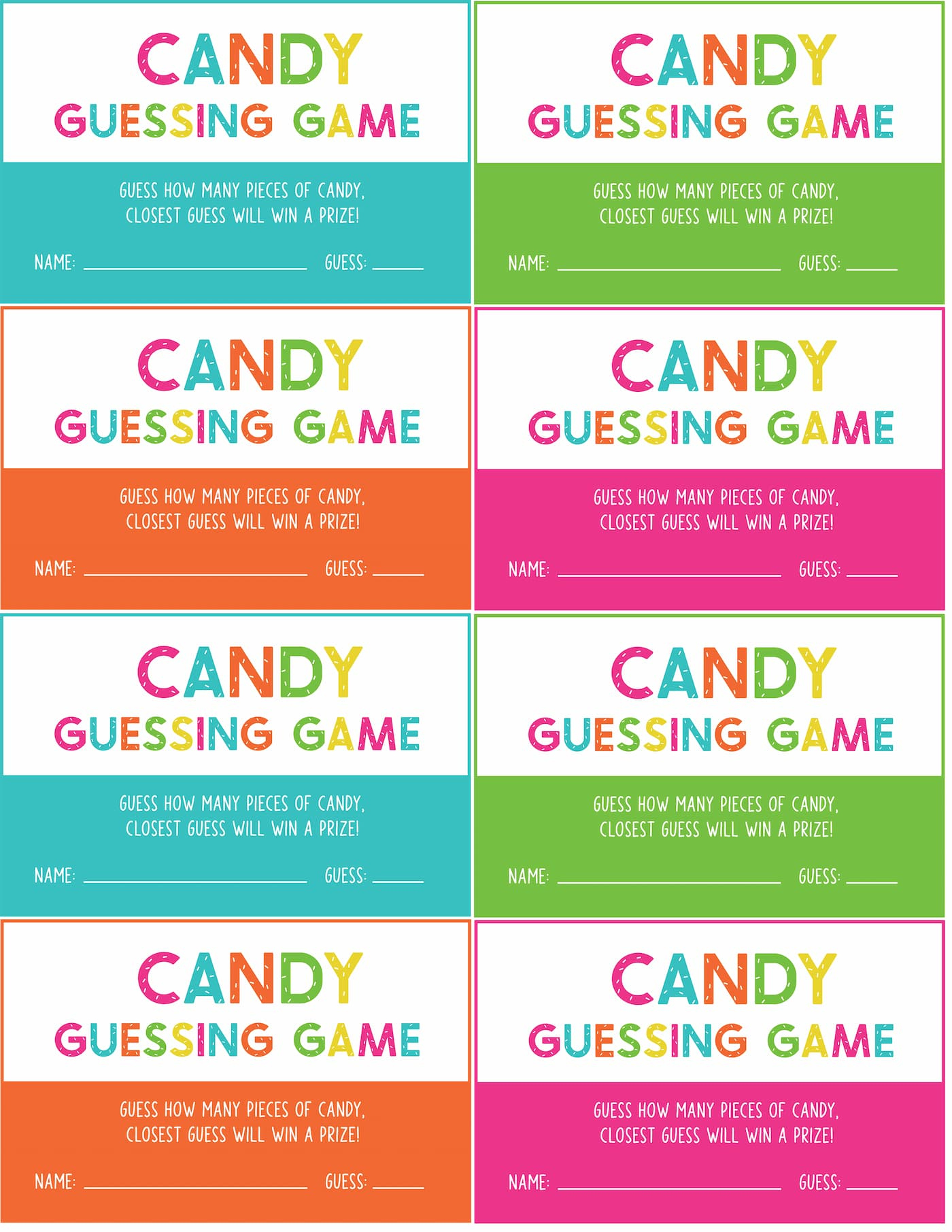 Free Printable Candy Guessing Game, Perfect For The Classroom throughout Free Printable Guess How Many Sweets in the Jar Template