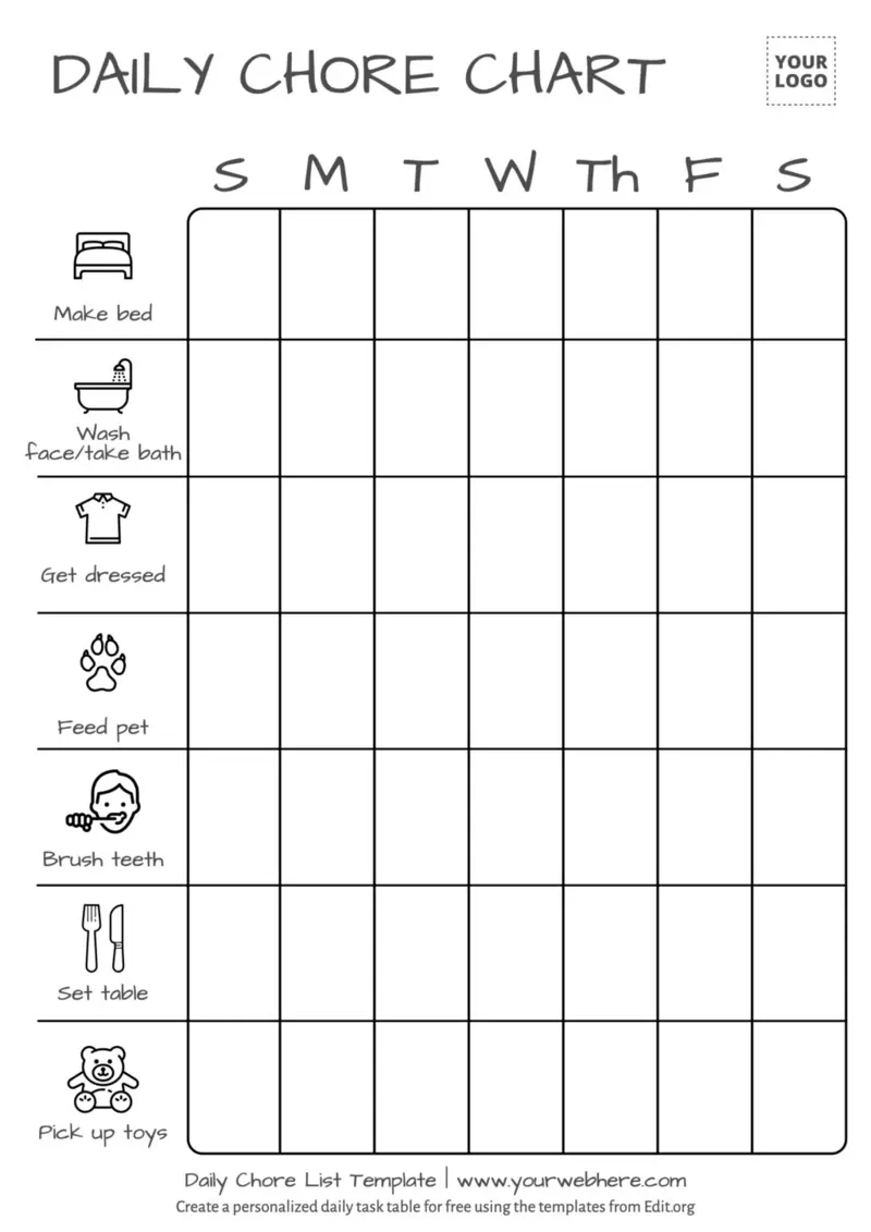 Free Printable Chore List Templates for Free Printable Chore List Template