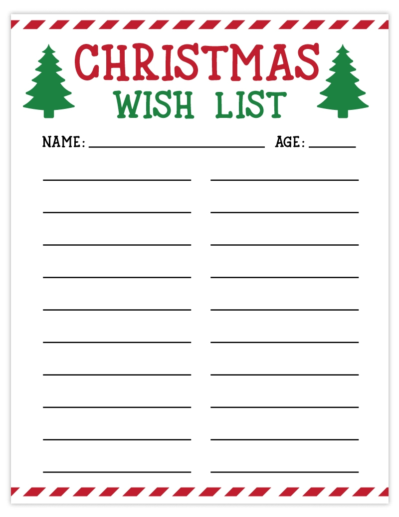 Free Printable Christmas List | Wish List For Kids - Pjs And Paint in Christmas List Printable Template