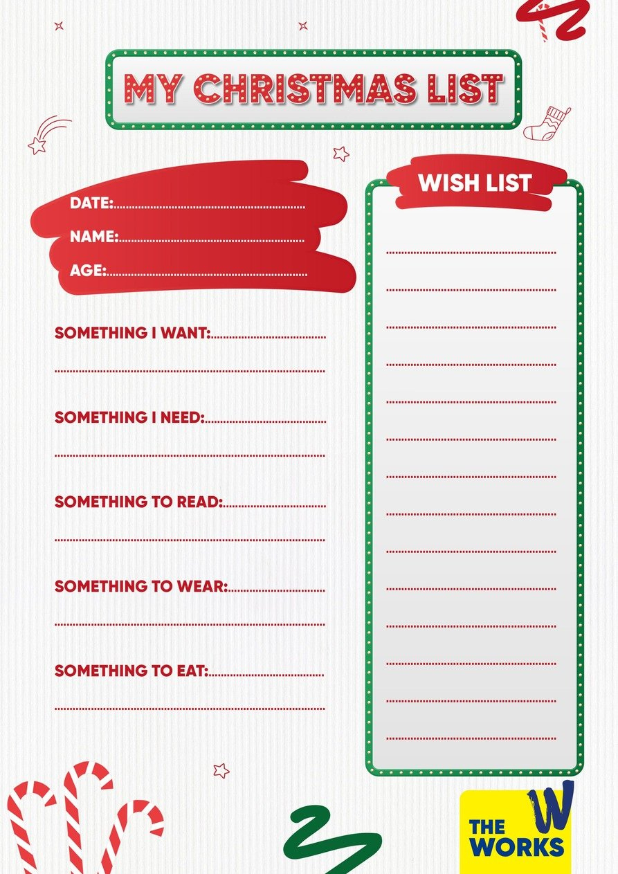 Free Printable Christmas Wishlist Template | The Works with regard to Printable Christmas Wish List Template